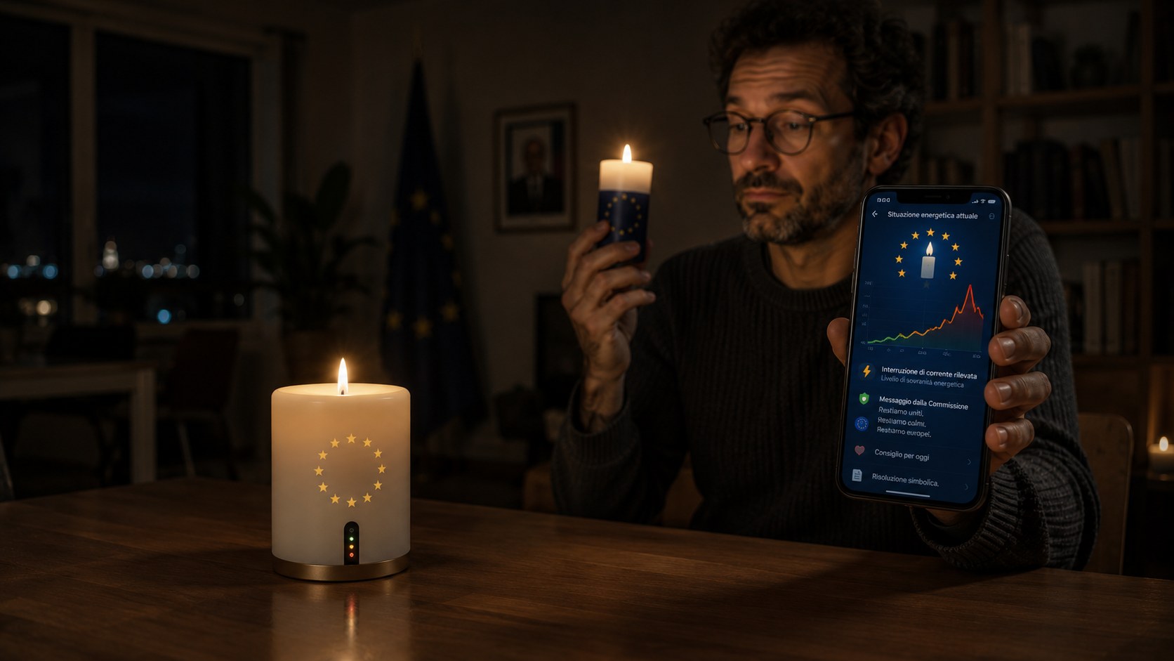 Crisi energetica permanente, nasce la candela istituzionale smart che segnala il blackout con tono europeista